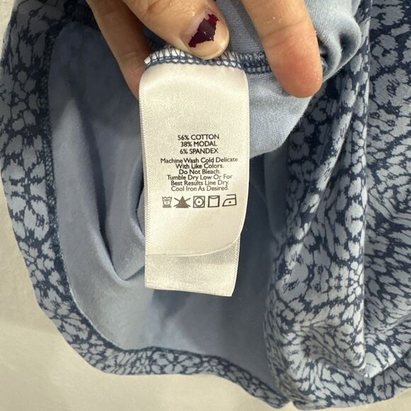 Eddie Bauer Blue Geo Print Cowl Neck Outdoor Sleeveless Dress Womens Size PM - Picture 6 of 8